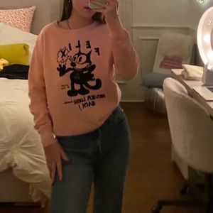felix cartoon soft pink sweatshirt